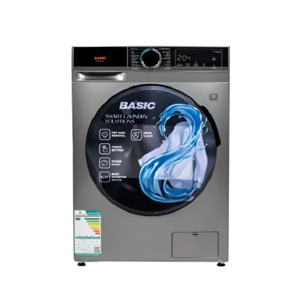 بيسك غسالة أوتوماتيك تحميل أمامي 10.5 كغ غسيل 7 كغ تجفيف - فضى - BAWMDF-M105S