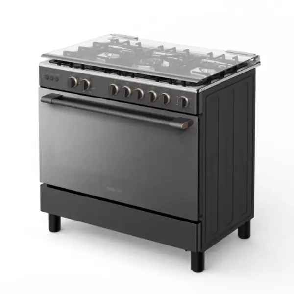 فرن توشيبا 5 عيون غاز 60x90 سم مع شواية ومروحة - ستيل - RLA1-90MG5GE(GMR)-SA